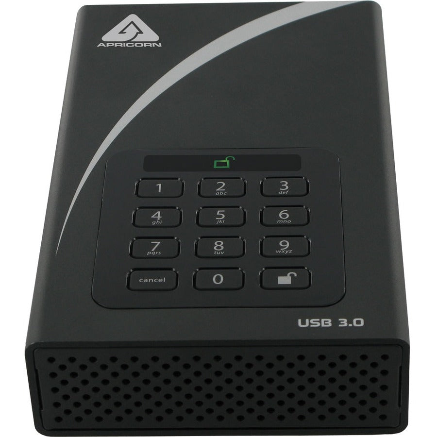 Apricorn Aegis Padlock DT ADT-3PL256-12TB 12 TB Desktop Hard Drive - External - Black - TAA Compliant - ADT-3PL256-12TB