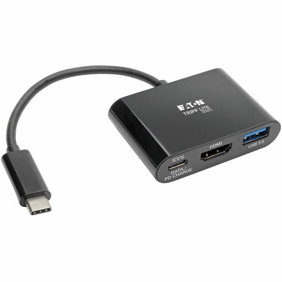 Eaton Tripp Lite Series USB-C to HDMI 4K Adapter with USB 3.x (5Gbps) Hub Port and 60W PD Charging, HDCP, Black - U444-06N-H4UB-C