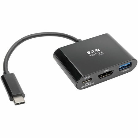 Eaton Tripp Lite Series USB-C to HDMI 4K Adapter with USB 3.x (5Gbps) Hub Port and 60W PD Charging, HDCP, Black - U444-06N-H4UB-C