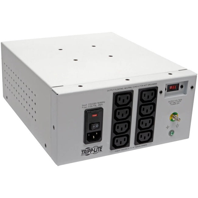 Tripp Lite by Eaton Isolator Series Dual-Voltage 115/230V 1000W 60601-1 Medical-Grade Isolation Transformer, C14 Inlet, 8 C13 Outlets - IS1000HGDV