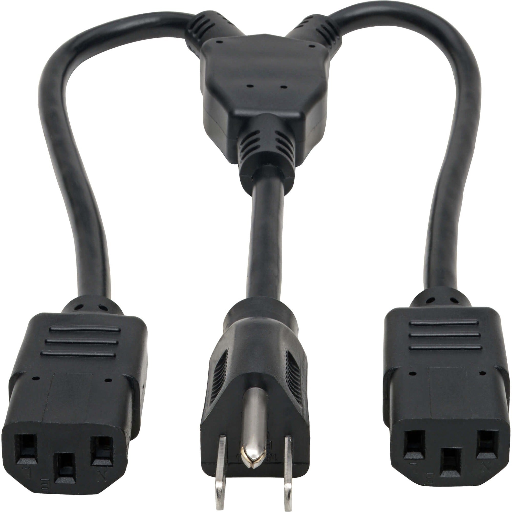 Tripp Lite by Eaton Power Cord Splitter C14 to 2xC13 PDU Style - 10A 250V 18 AWG 18-in. (45.72 cm) Black - P004-18N-2C13
