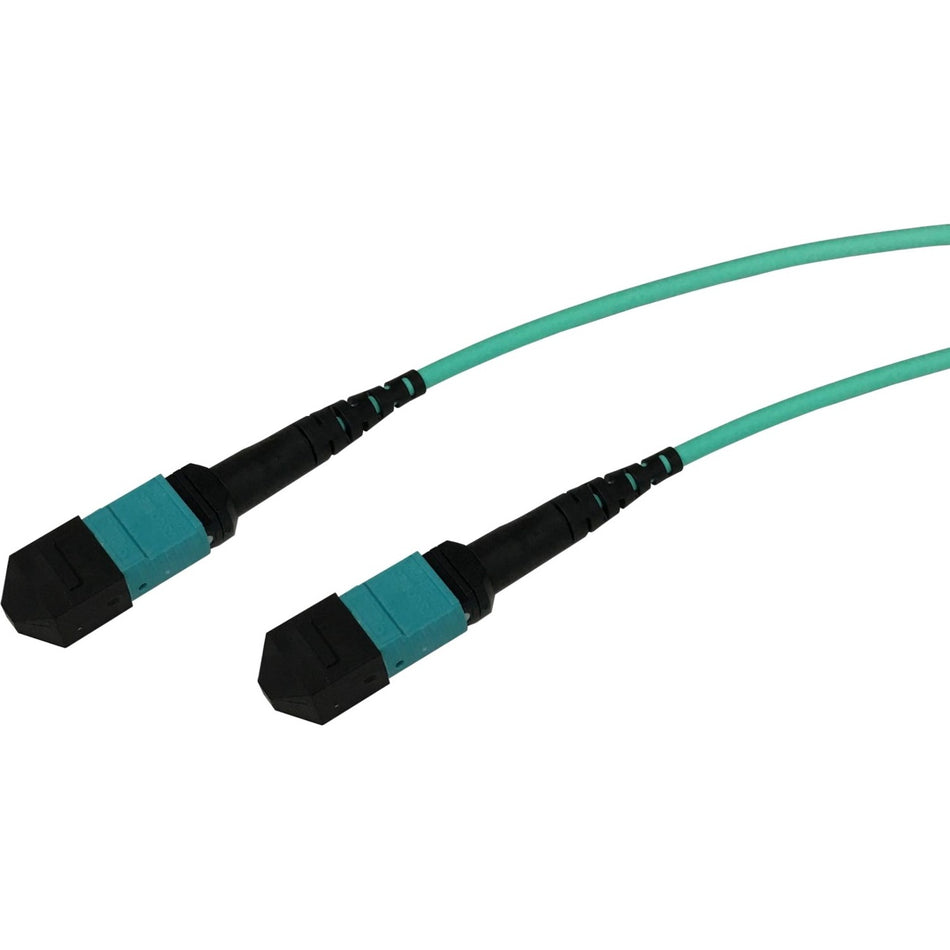 MTP/MPO-Female to MTP/MPO-Female Aqua Multimode OM4 50/125m Cross-Over (Method B) 5 Meter Cable Assembly for 40G/100G QSFP+/QSFP28 Applications - MTPF2XO-OM4-5M-ENC