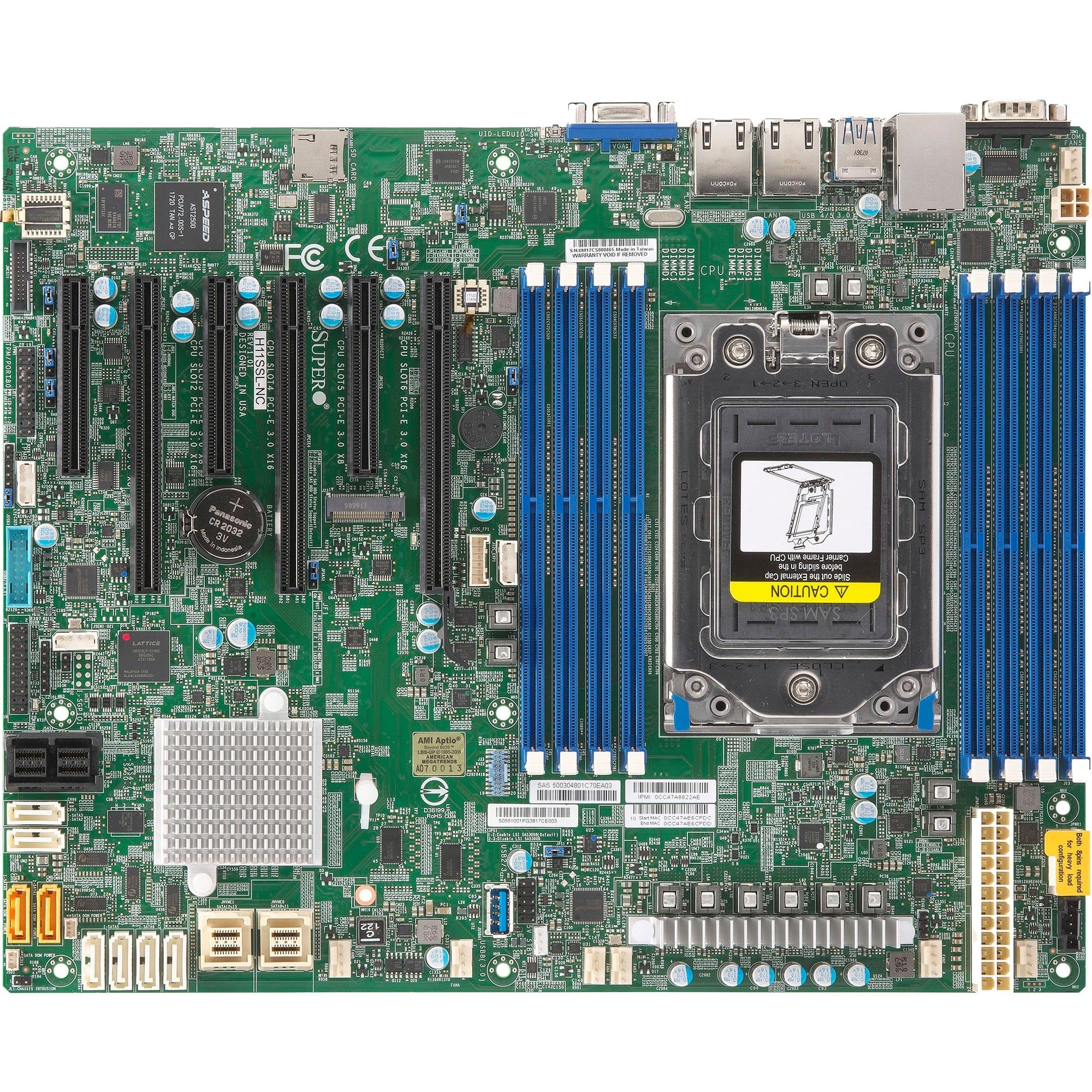 Supermicro H11SSL-NC Server Motherboard - AMD Chipset - Socket SP3 - ATX - MBD-H11SSL-NC-B