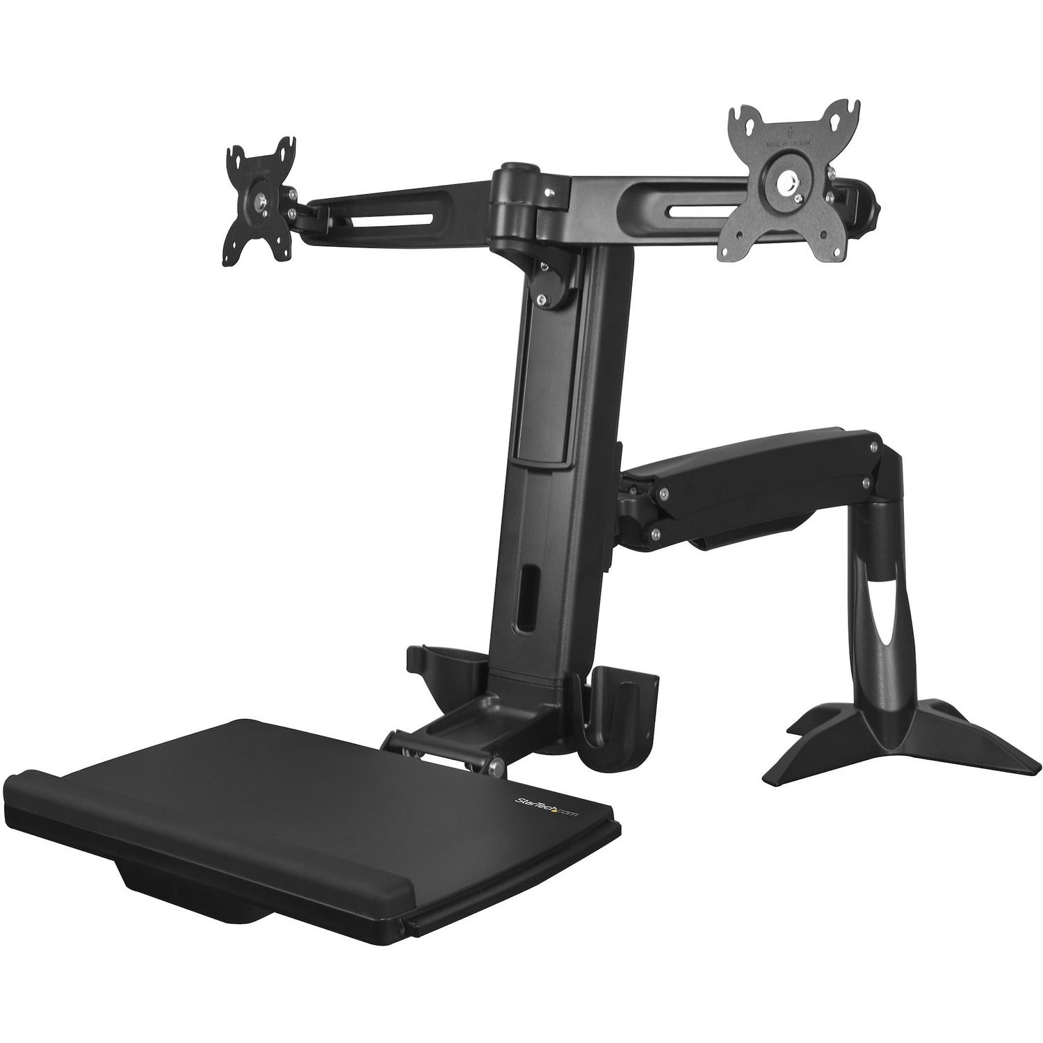 StarTech.com Sit Stand Dual Monitor Arm - Desk Mount Standing Computer Workstation 24" Displays - Adjustable Stand Up Arm w/ Keyboard Tray - ARMSTSCP2