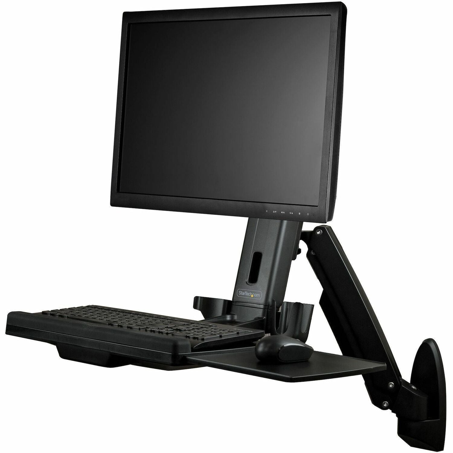 StarTech.com Wall Mount Workstation, Full Motion Standing Desk, Ergonomic Height Adjustable Monitor & Keyboard Tray Arm, For VESA Display - WALLSTS1