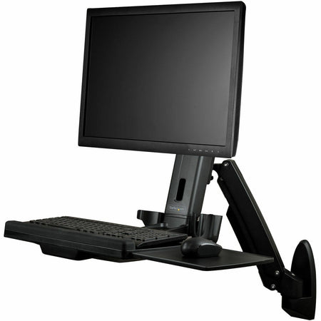 StarTech.com Wall Mount Workstation, Full Motion Standing Desk, Ergonomic Height Adjustable Monitor & Keyboard Tray Arm, For VESA Display - WALLSTS1