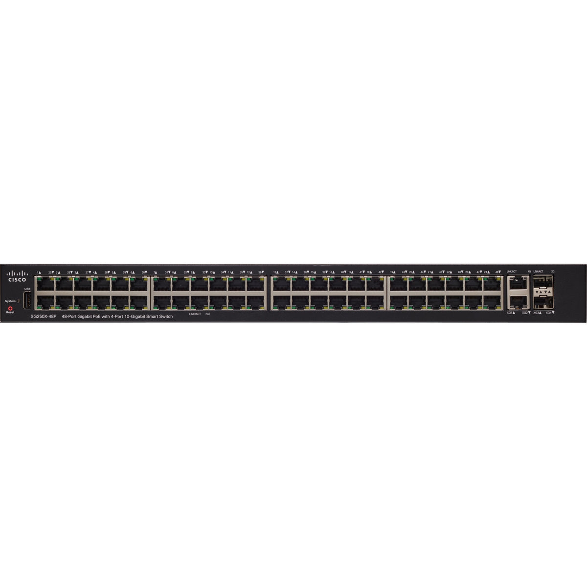 Cisco SG250X-48P Gigabit PoE with 4-Port 10-Gigabit Smart Switch - SG250X-48P-K9-NA