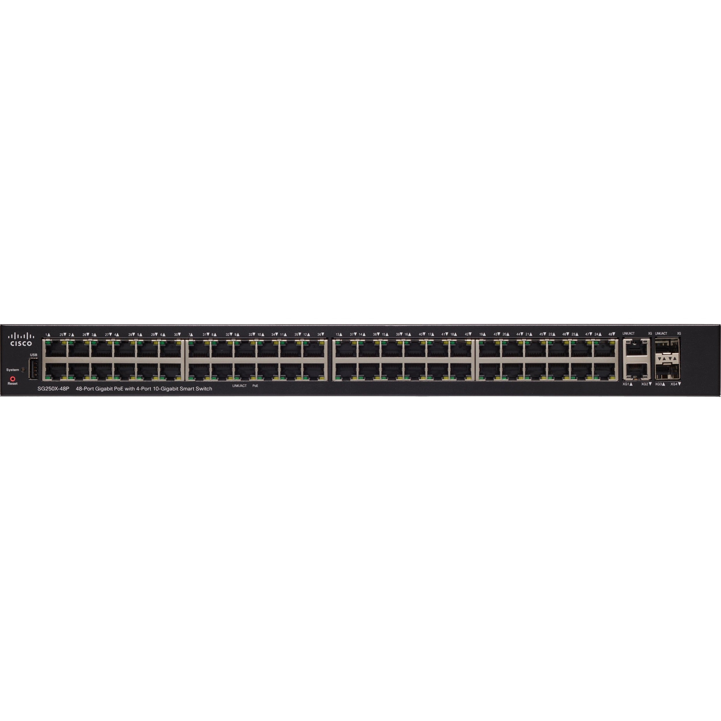 Cisco SG250X-48P Gigabit PoE with 4-Port 10-Gigabit Smart Switch - SG250X-48P-K9-NA