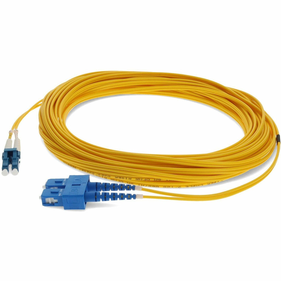 AddOn 12m SC to LC Yellow OS2 Duplex OFNR (Riser-Rated) SMF Fiber Patch Cable - ADD-SC-LC-12M9SMF