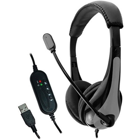 AVID AE-39 USB HEADSET WITH MIC & INLINE CONTROLS, GRAY - 2AE39GRYUSB32