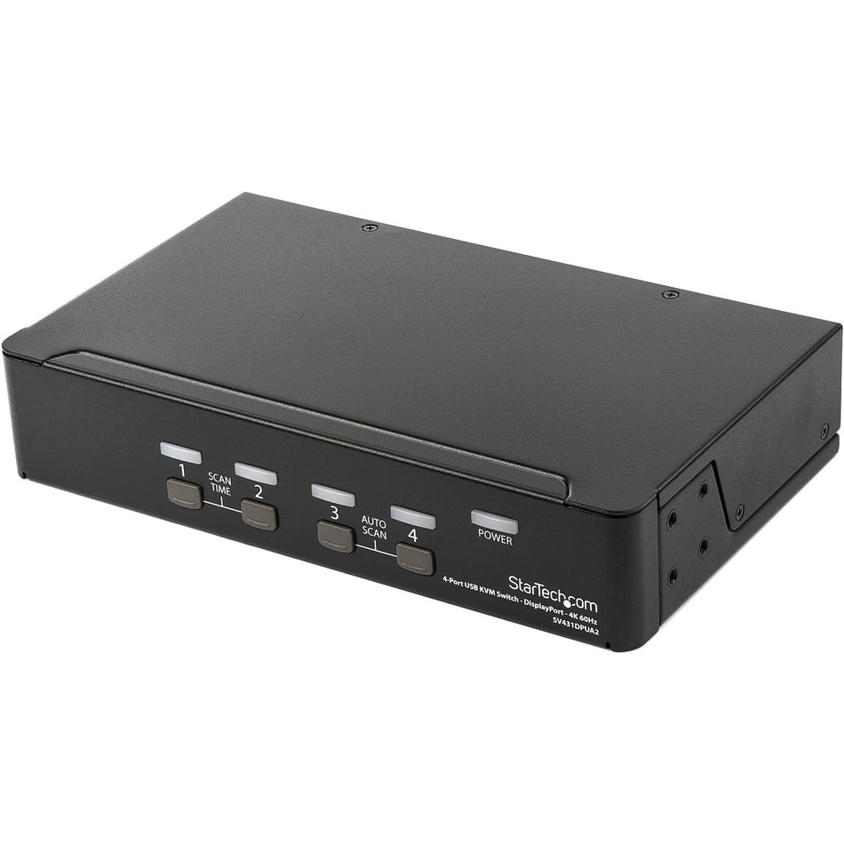 StarTech.com 4 Port DisplayPort KVM Switch - 4K 60Hz - Single Display - UHD DP 1.2 USB KVM Switch with USB 2.0 Hub & Audio - TAA Compliant - SV431DPUA2