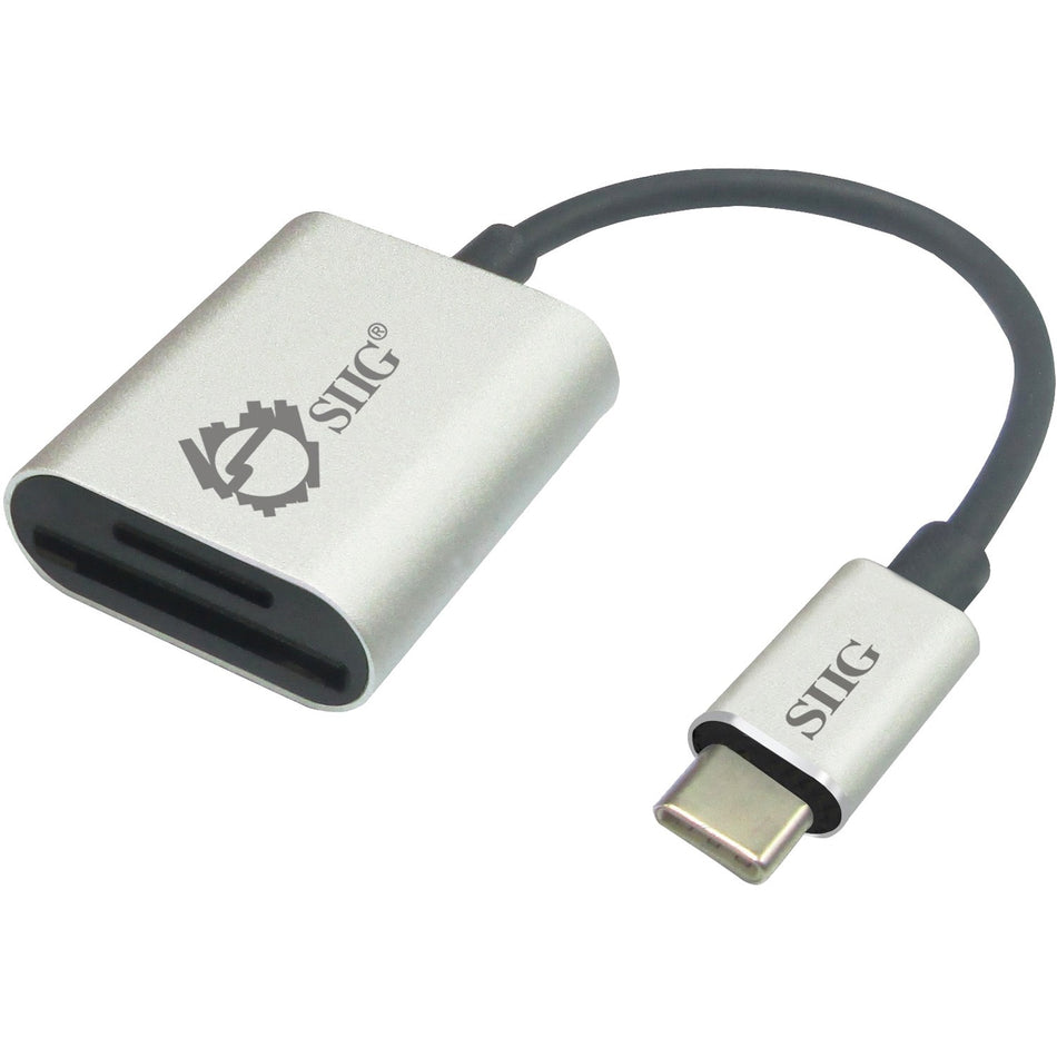 SIIG USB-C 2-in-1 Card Reader for SD & Micro SD - Silver - JU-MR0F12-S1