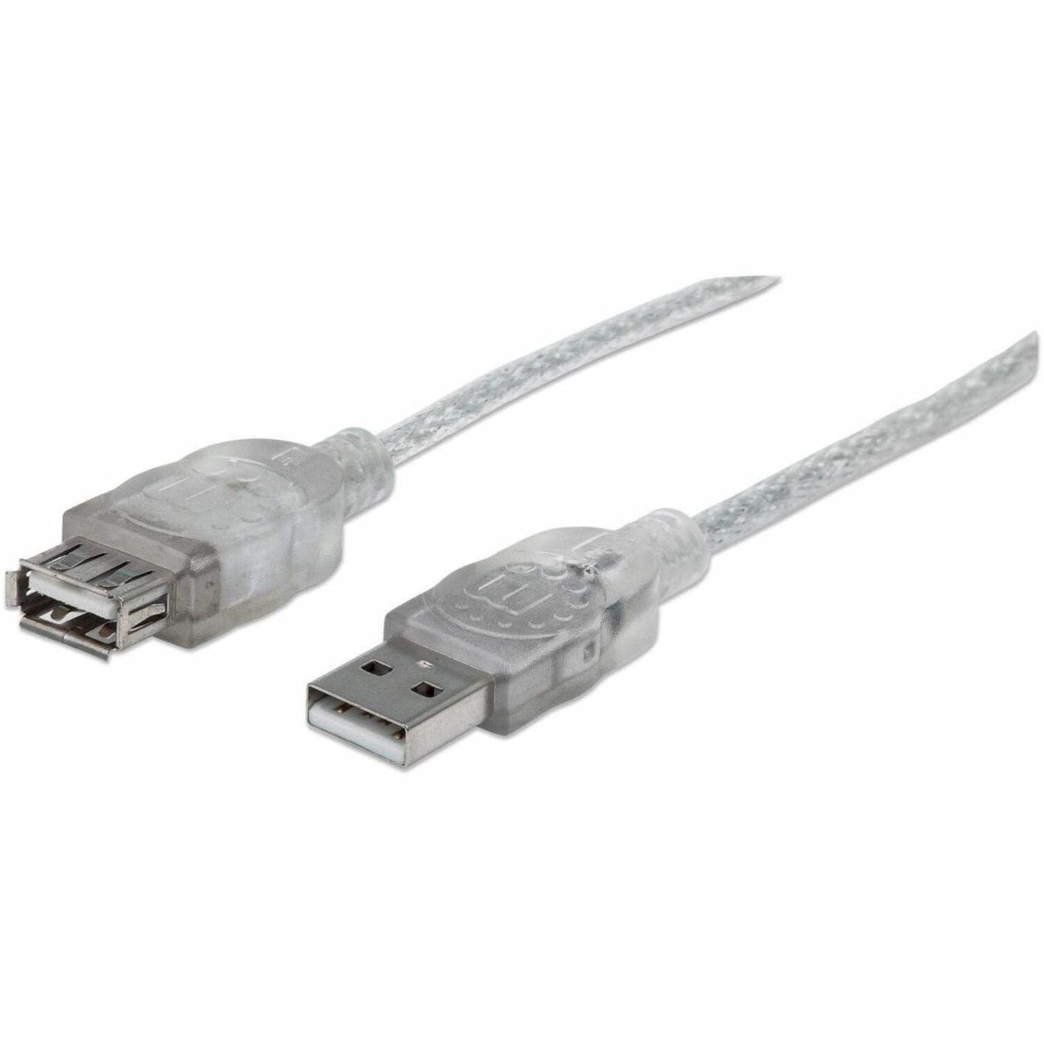 USB-A to USB-A Extension Cable, 3m, Male to Female, 480 Mbps (USB 2.0), Hi-Speed USB, Translucent Silver, Lifetime Warranty, Equivalent to USBEXTAA10BK (except colour). - 340496