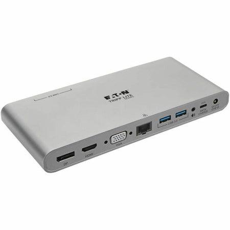 Eaton Tripp Lite Series USB-C Dock, Triple Display - 4K HDMI/DisplayPort, VGA, USB 3.x (5Gbps), USB-A/C Hub Ports, GbE, 100W PD Charging - Thunderbolt 3, Silver - U442-DOCK4-S