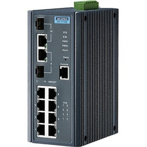 Advantech 8GE PoE+2G Combo Managed Ethernet Switch, IEEE802.3af/at, 24~48VDC, -40~75? - EKI-7710G-2CPI-AE