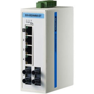 Advantech 4FE+2FE ST Multi-Mode UnManaged Ethernet Switch, ATEX/C1D2/IECEx, -40~75? - EKI-5524MMI-ST-AE