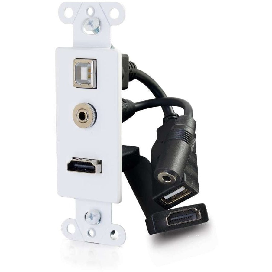 C2G Decorative HDMI Wall Plate with USB and 3.5mm White - 39873