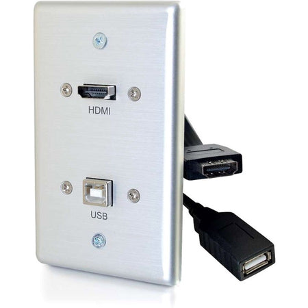 C2G HMDI and USB B Pass Through Wall Plate - Single Gang - 39874