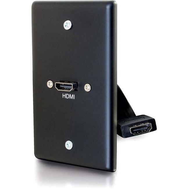 C2G Single Gang Wall Plate with HDMI Pigtail Black - 39878