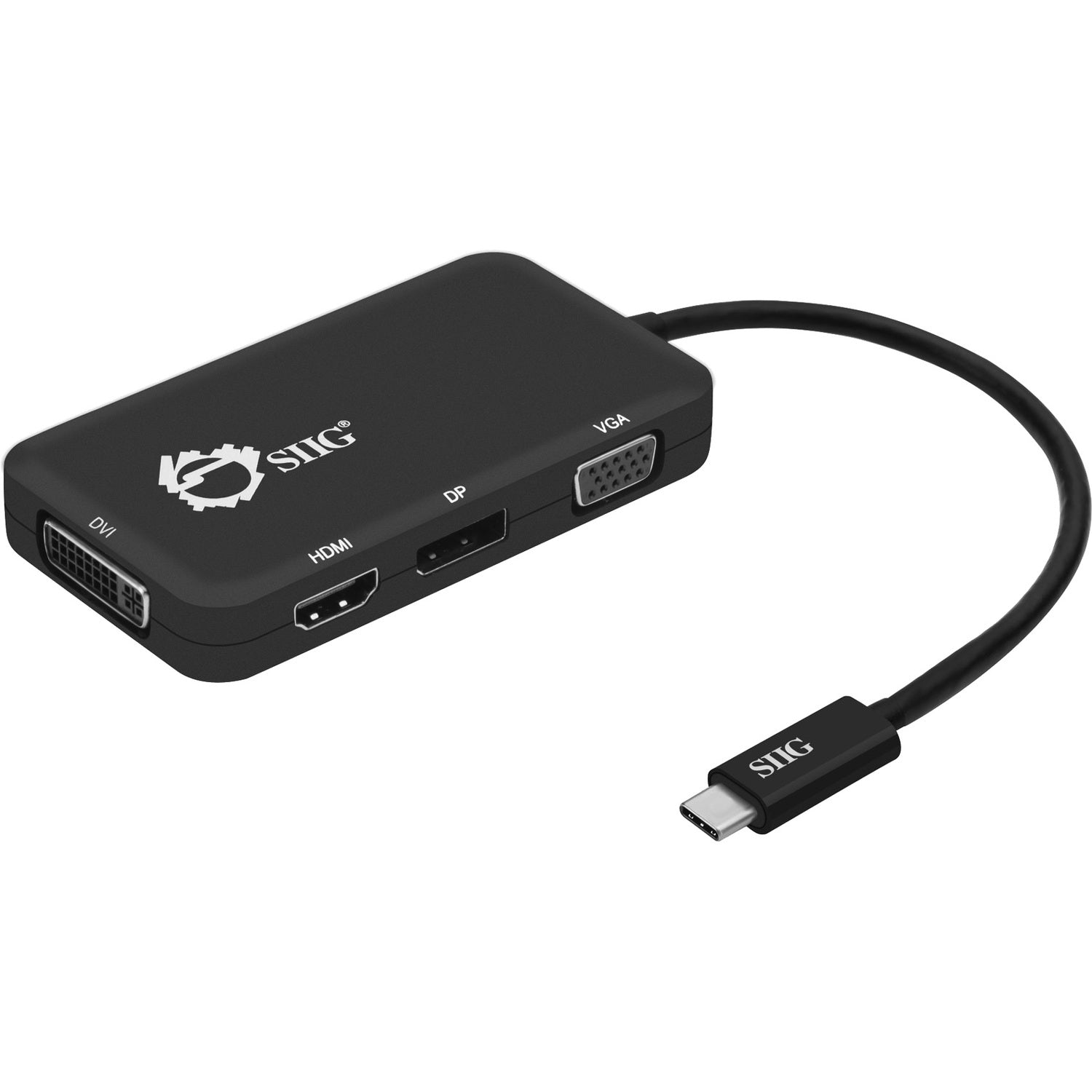 SIIG USB-C to 4-in-1 Multiport Video Adapter - DVI/VGA/DP/HDMI - CB-TC0611-S1