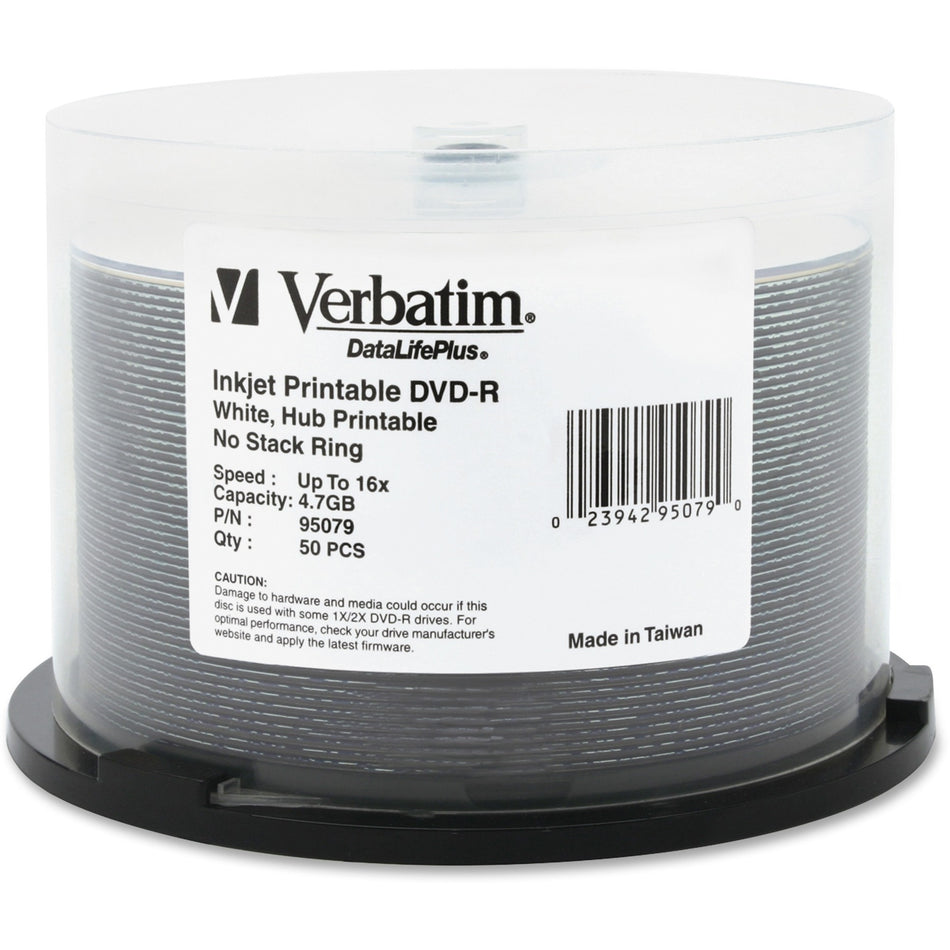 Verbatim DataLifePlus 95079 DVD Recordable Media - DVD-R - 16x - 4.70 GB - 50 Pack Spindle - 95079