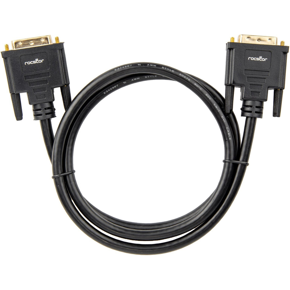 Rocstor Premium 3 ft DVI-D Single Link Cable - M/M - DVI cable for use with Projectors, Video Devices, Monitors, Notebook - 1m - 1 Pack - 1 x DVI-D (Single-Link 18+1) Male Digital Video - 1 x DVI-D (Single-Link) Male Digital Video - Gold Plated Connector - Shielding - Black DVI-D VIDEO MONITOR CABLE - Y10C186-B1