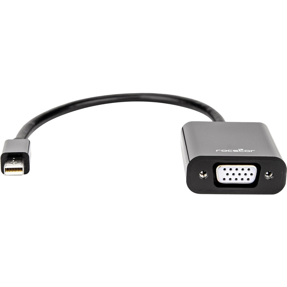 Rocstor Premium Mini DisplayPort to VGA Video Adapter - M/F - For connecting a VGA display to a Mini DisplayPort on a Mac or PC computer - Compatible with mDP DisplayPort on MacBook&reg;, MacBook&reg; Pro, Microsoft&reg; Surface&reg;, Surface&reg; docking stations, Computers or Tablets with Mini Displayport -Resolutions up to 1920x1200 - Thunderbolt&reg; 1 & 2 compatible - Black - Drivers are not required - ADAPTER MINI DISPLAYPORT TO VGA - Y10A199-B1