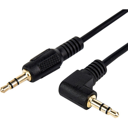 Rocstor Premium Slim 3.5mm to Right Angle Stereo Audio Cable 6 ft - M/M - Mini-phone Male Stereo Audio - Mini-phone Male Stereo Audio Male to Right Angle Male- .3m - Black - For Smartphone, Mobile Phones, iPhone (with Headphone Jack), iPod AND MP3 PLAYER - Y10C193-B1