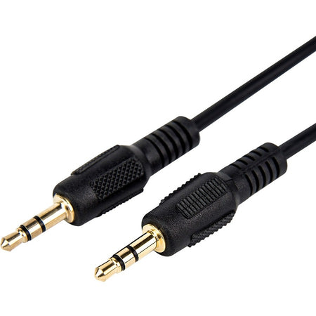Rocstor Premium Slim 3.5mm Stereo Audio Cable 1 ft - M/M - Mini-phone Male Stereo Audio - Mini-phone Male Stereo Audio Male to Male- .3m - Black - For Smartphone, Mobile Phones, iPhone (with Headphone Jack), iPod AND MP3 PLAYER - Y10C210-B1