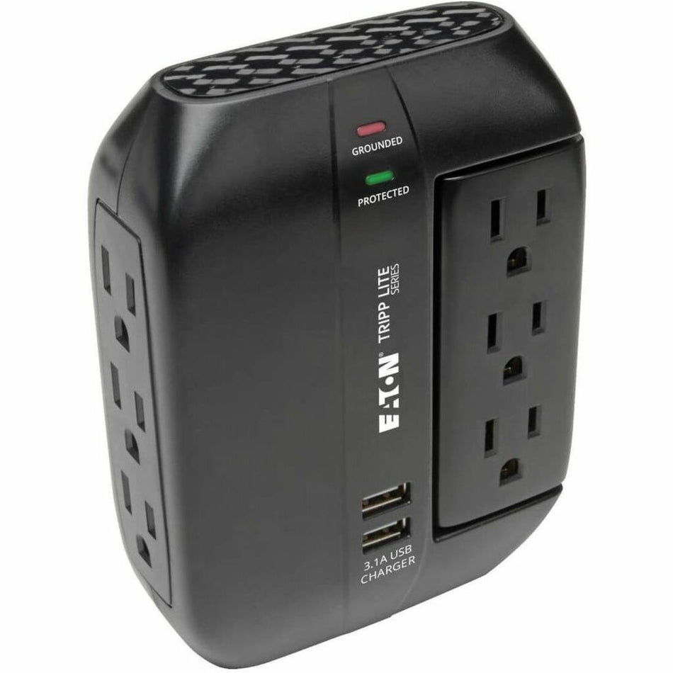 Eaton Tripp Lite Series Protect It! 6-Outlet Surge Protector with 3 Rotatable Outlets - Direct Plug-In, 1200 Joules, 2 USB Ports - SWIVEL6USB