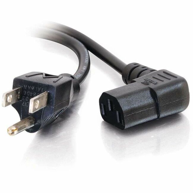 C2G 6ft Universal Power Cord - Right Angle Power Cord - 18 AWG - NEMA 5-15P to IEC320C13R - TAA Compliant - 03152