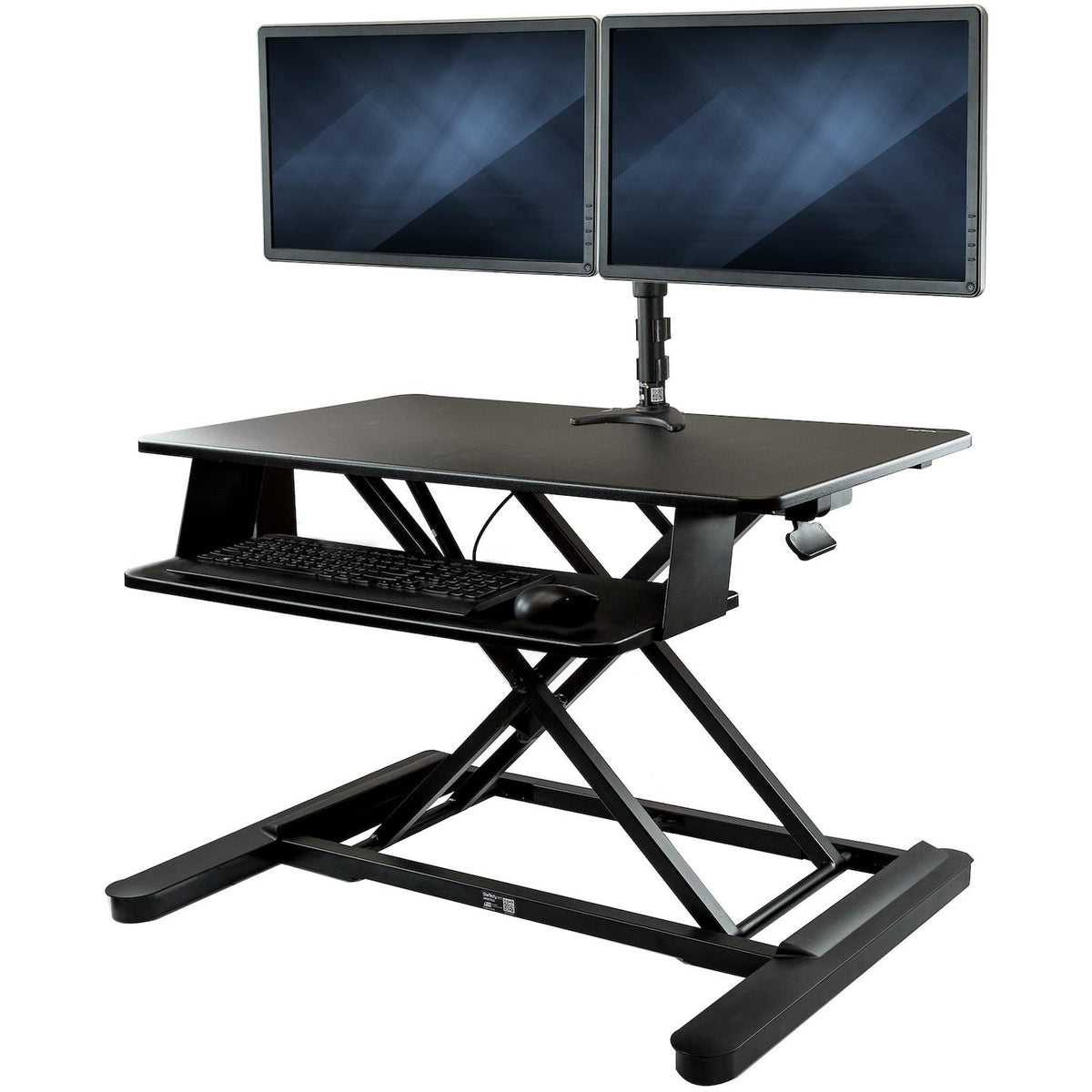 StarTech.com Dual Monitor Sit Stand Desk Converter - 35" Wide - Height Adjustable Standing Desk Solution -Dual Arms for up to 24" Monitors - BNDSTSLGDUAL