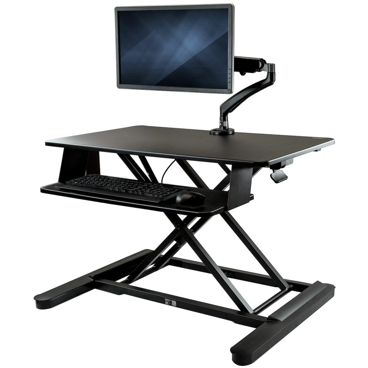 StarTech.com Sit-Stand Desk Converter with Monitor Arm - Up to 26" Monitor - 35&acirc;&euro;� Wide Work Surface - Height Adjustable Standing Desk Converter - BNDSTSLGSLIM
