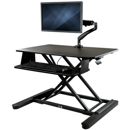 StarTech.com Sit-Stand Desk Converter with Monitor Arm - Up to 26" Monitor - 35&acirc;&euro;� Wide Work Surface - Height Adjustable Standing Desk Converter - BNDSTSLGSLIM