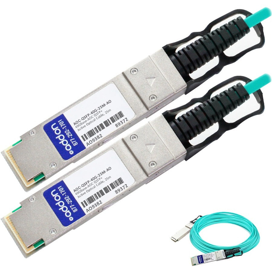 AddOn Dell Compatible TAA Compliant 40GBase-AOC QSFP+ to QSFP+ Active Optical Cable (850nm, MMF, 25m) - AOC-QSFP-40G-25M-AO