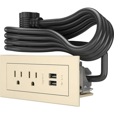 Wiremold Wiremold Radiant Furniture Power Center (2) Outlet (2) USB, White - 16366