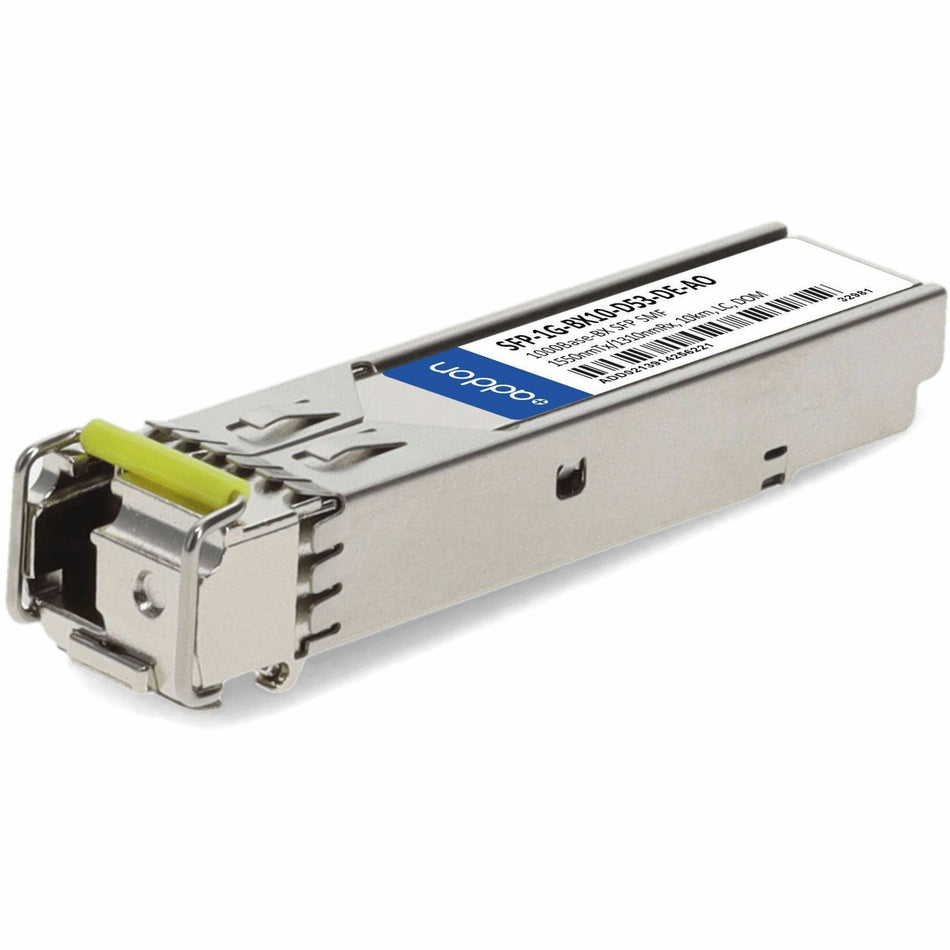 AddOn Dell&reg; SFP-1G-BX10-D53-DE Compatible TAA 1000Base-BX SFP Transceiver (SMF, 1550nmTx/1310nmRx, 10km, LC, DOM) - SFP-1G-BX10-D53-DE-AO