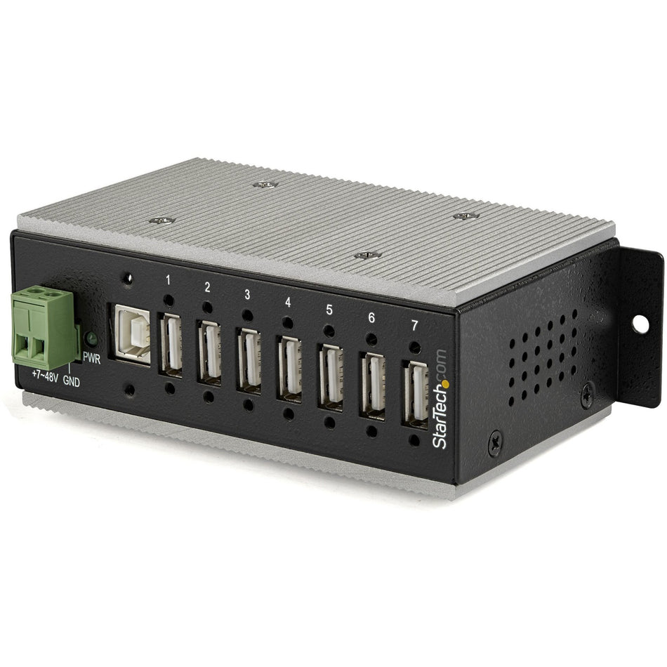 StarTech.com 7 Port USB 2.0 Hub - Metal Industrial USB Hub (USB-A to 7 USB-A) - Mountable, ESD/Surge Protection - Extended Operating Temp - HB20A7AME