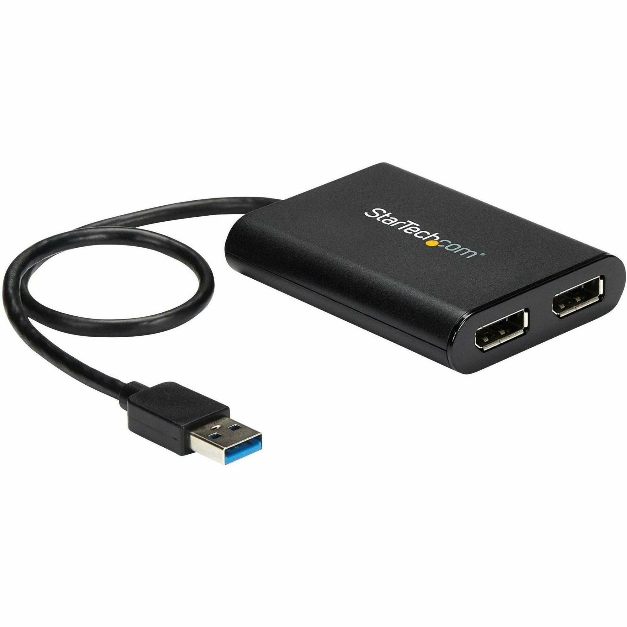 StarTech.com USB to Dual DisplayPort Adapter - 4K 60Hz - USB 3.0 5Gbps - USB Dual Monitor Adapter - Dual DisplayPort Adapter - DisplayLink Certified - USB32DP24K60