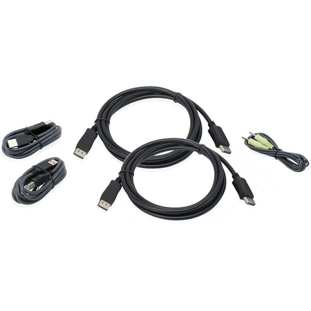 IOGEAR 6 Ft. Dual View DisplayPort, USB KVM Cable Kit with Audio (TAA) - G2L9202UTAA3