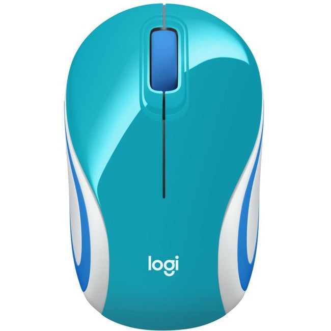 Logitech Wireless Mini Mouse M187 Ultra Portable, 2.4 GHz with USB Receiver, 1000 DPI Optical Tracking, 3-Buttons, PC / Mac / Laptop - Bright Teal - 910-005363