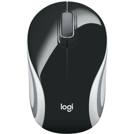 Logitech Wireless Mini Mouse M187 Ultra Portable, 2.4 GHz with USB Receiver, 1000 DPI Optical Tracking, 3-Buttons, PC / Mac / Laptop - Black (with White Stripe) - 910-005459