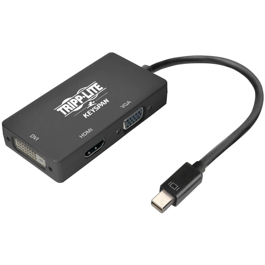Eaton Tripp Lite Series Keyspan Mini DisplayPort to VGA/DVI/HDMI All-in-One Video Converter Adapter, 4K 60 Hz HDMI, DP 1.2, Black, 6 in. - P137-06N-HDVK6B
