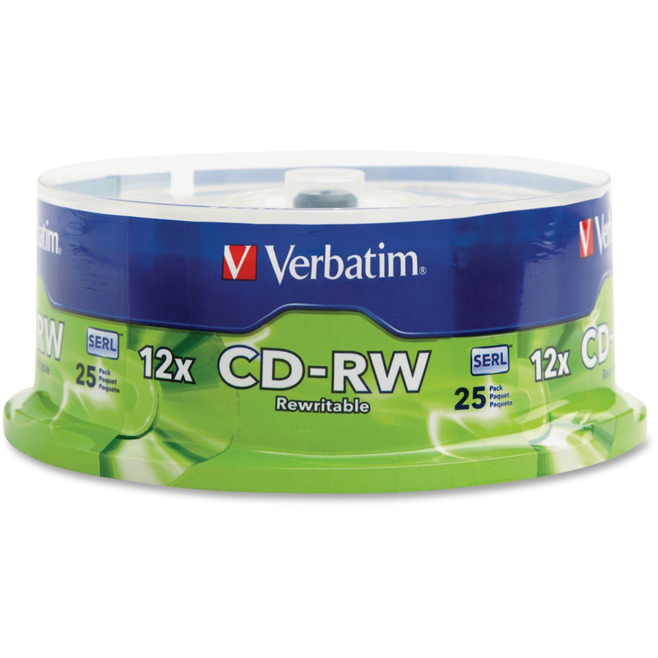 Verbatim CD-RW 700MB 4X-12X High Speed with Branded Surface - 25pk Spindle - 95155