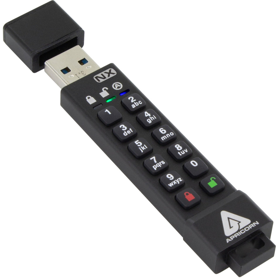 Apricon Aegis Secure Key 3NX: Software-Free 256-Bit AES XTS Encrypted USB 3.1 Flash Key with FIPS 140-2 level 3 validation, Onboard Keypad, and up to 25% Cooler Operating Temperatures. - ASK3-NX-4GB