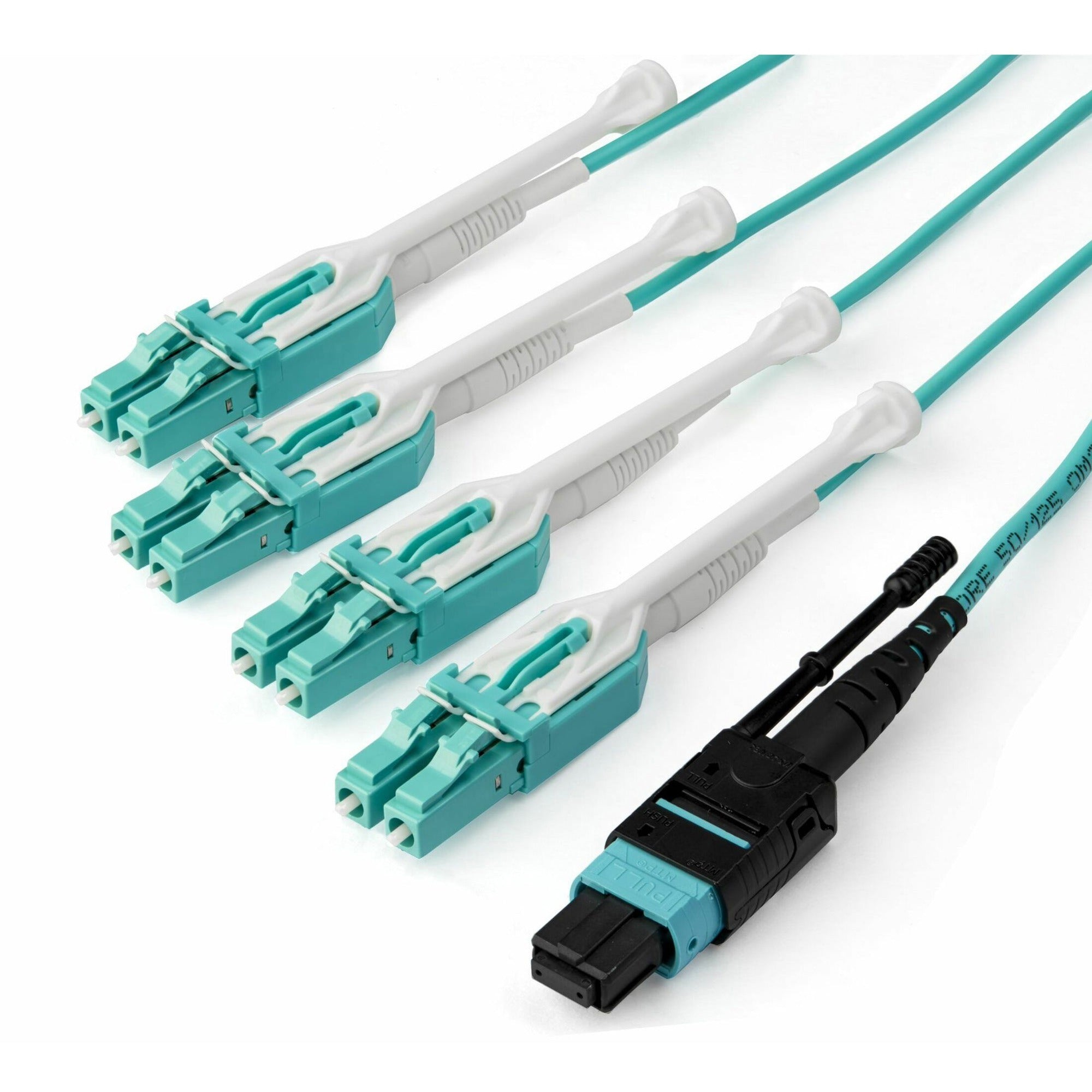 StarTech.com 1m (3ft) MTP(F)/PC to 4x LC/PC Duplex Breakout OM3 Multimode Fiber Optic Cable, OFNP, 40G, 8F Type-A - MPO8LCPL1M