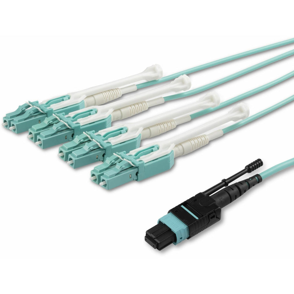 StarTech.com 2m (6ft) MTP(F)/PC to 4x LC/PC Duplex Breakout OM3 Multimode Fiber Optic Cable, OFNP, 40G, 8F Type-A - MPO8LCPL2M