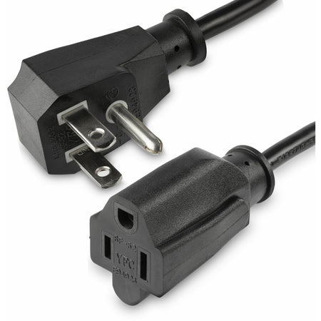 StarTech.com 1.5ft (0.45m) Power Extension Cord, Flat NEMA 5-15P to NEMA 5-15R, 10A 125V, 18AWG, Black, Flat Outlet Extension Cable - PACF10118IN
