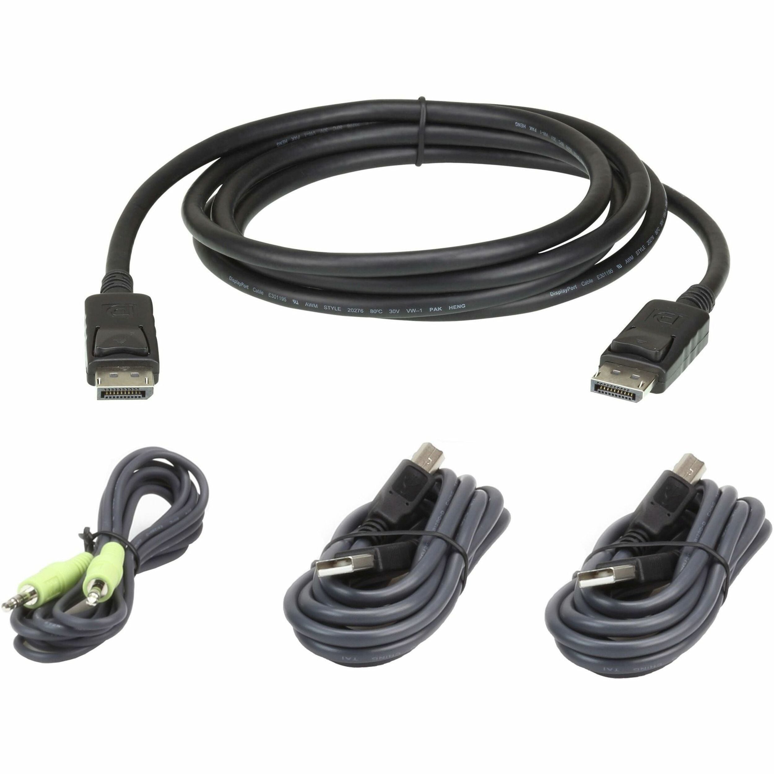 ATEN 2L-7D02UDPX4 Single Display DisplayPort Secure KVM Cable Kit, 6ft - 2L7D02UDPX4