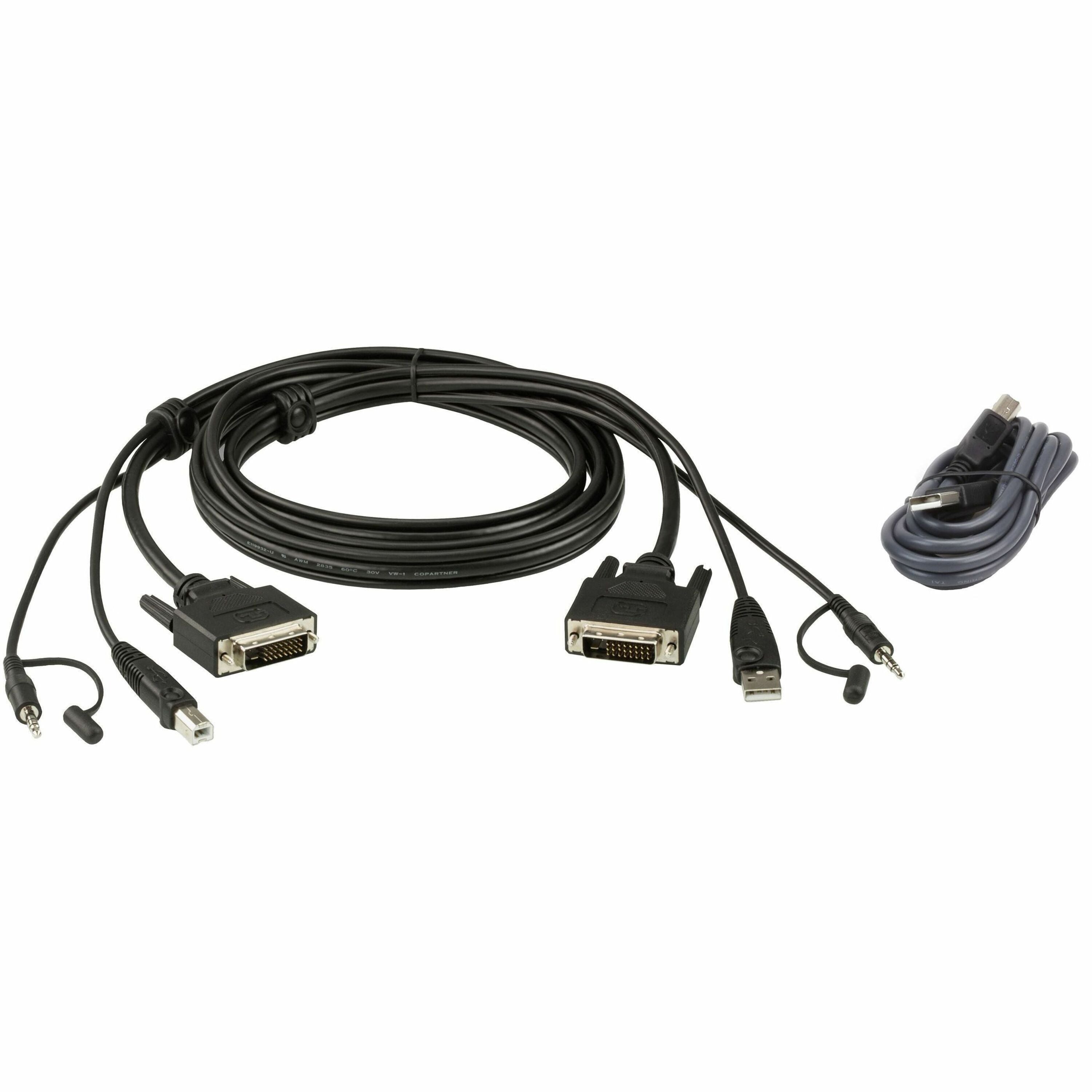 ATEN 1.8M USB DVI-D Dual Link Secure KVM Cable Kit - 2L7D02UDX2